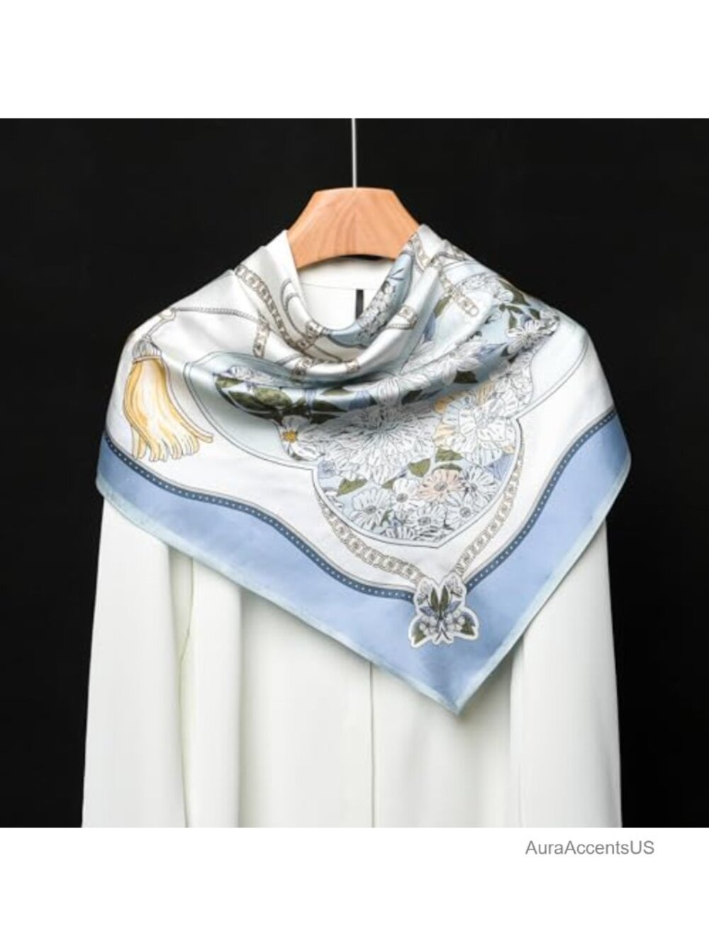 100% Pure Mulberry Silk Scarf 35" Large Square Lightweight Headscarf Shawl Gift - Picture 6 of 6